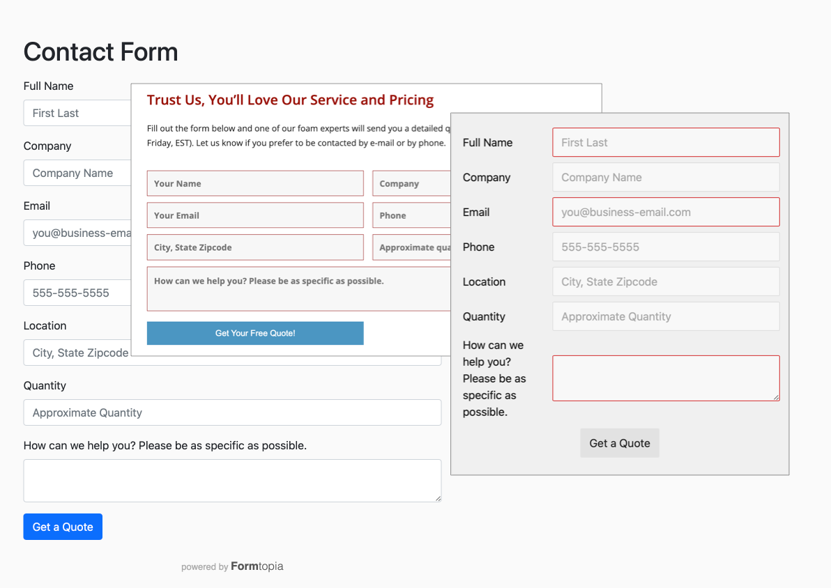 Forms that match you site look and feel
